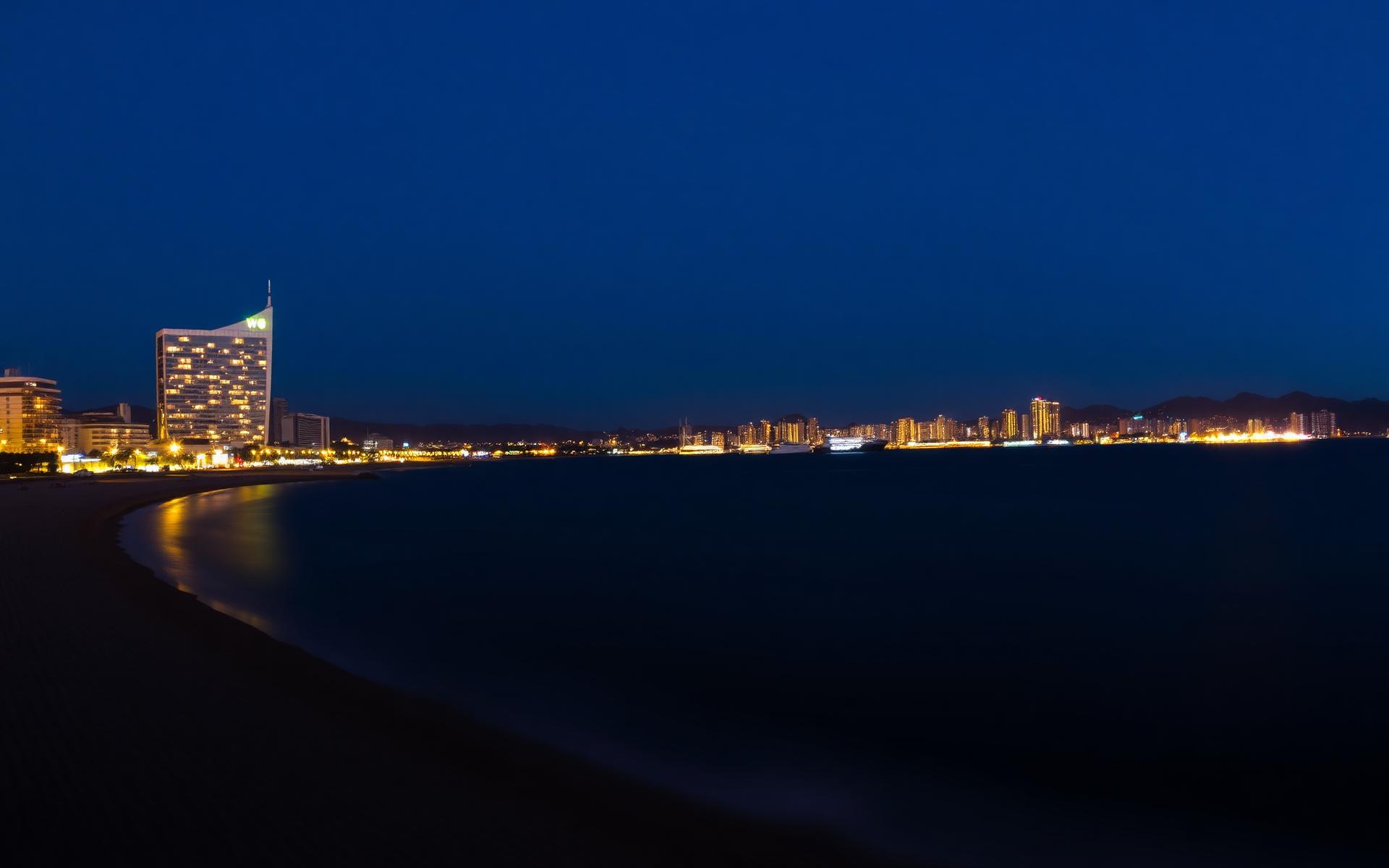 Panorámica de la Barceloneta al anochecer