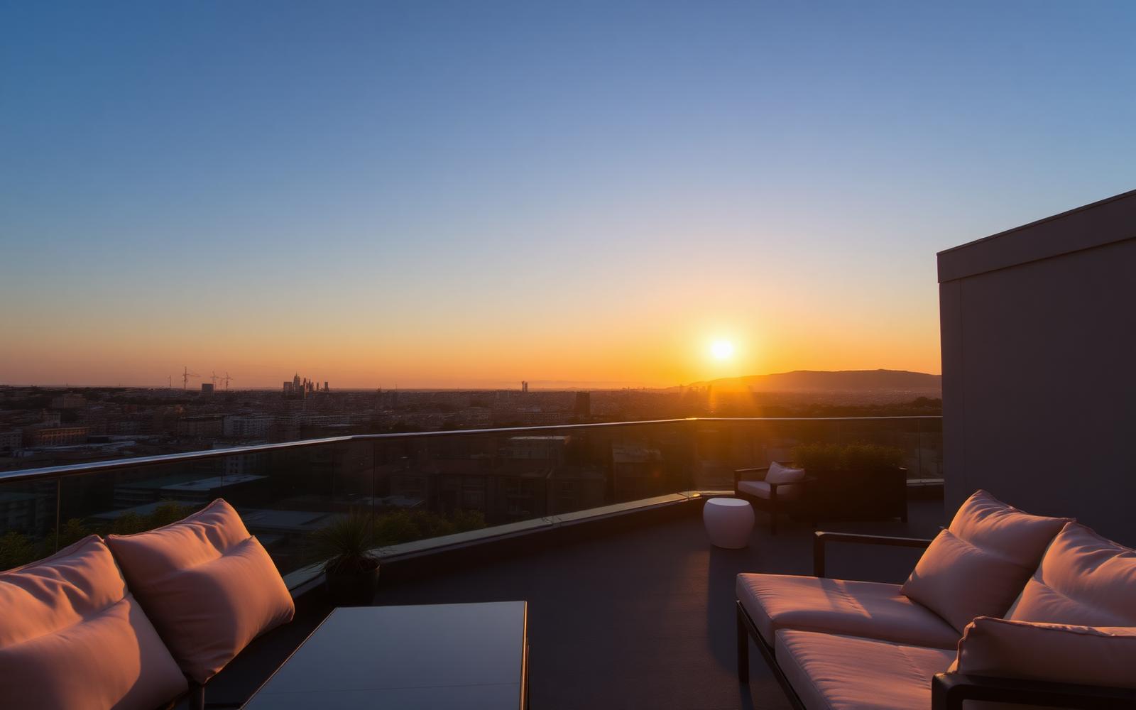 Ático con terraza y vistas al skyline