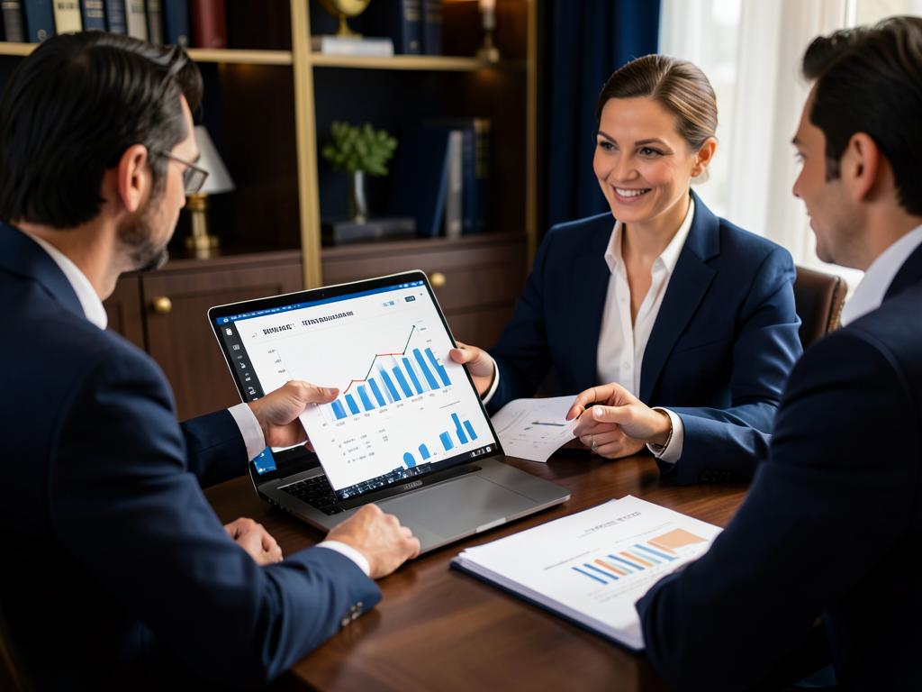 Valorador de Punto Forum presentando un informe de mercado a un cliente